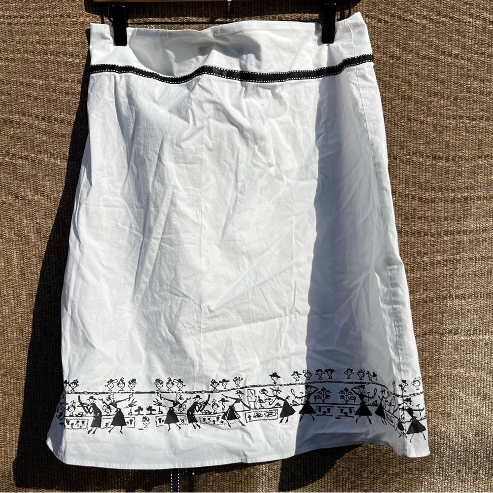 Heart Moon Star A-Line Skirt Midi Skirt Retro Western White Sz 10